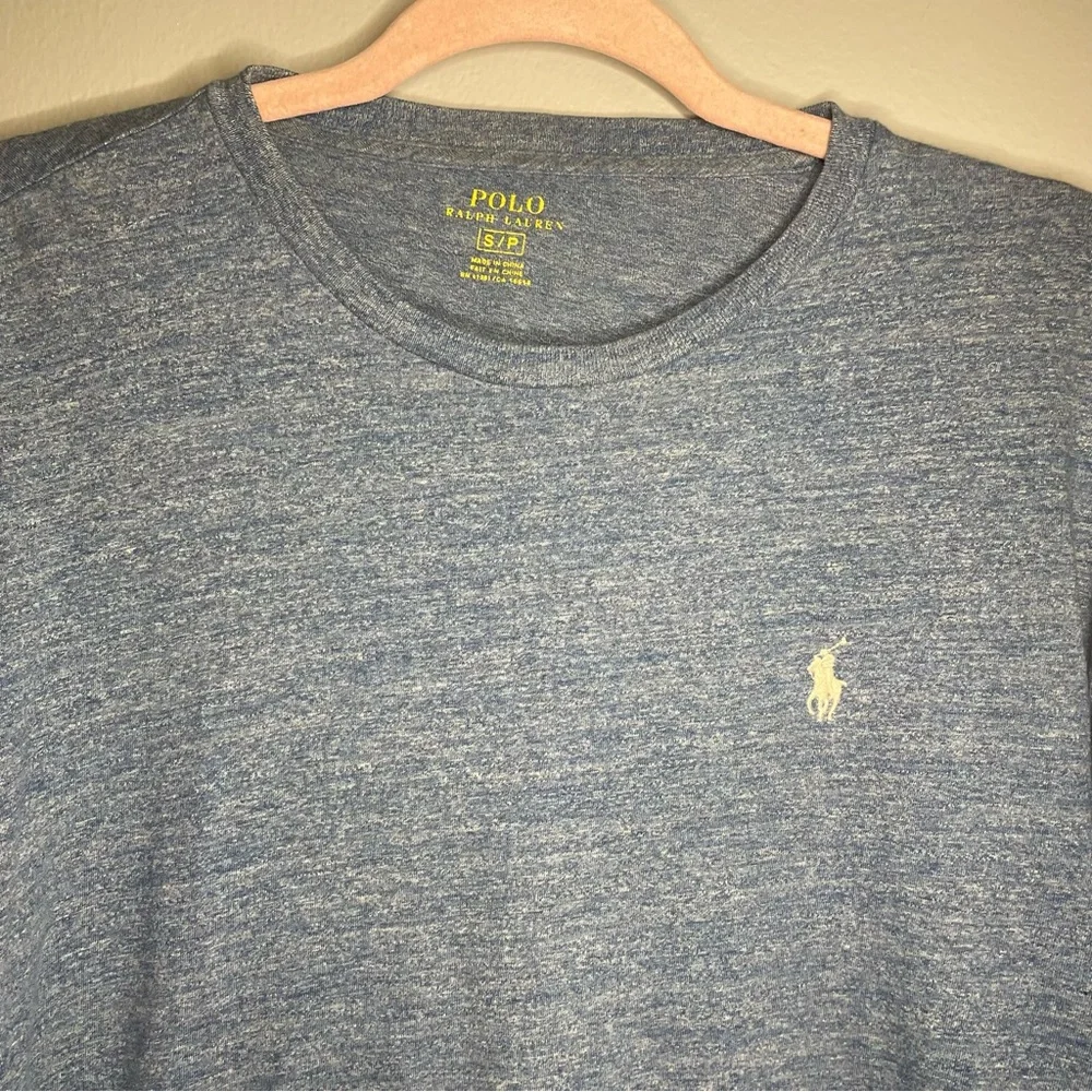 POLO RALPH LAUREN SZ/SM 100% COTTON Crew Neck Long Sleeve Heather Blue Shirt
